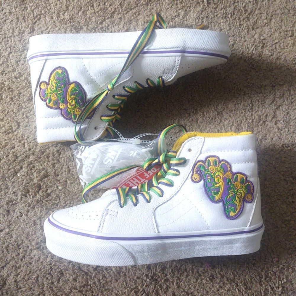 Vans Sk8 Hi Mardi Gras Women's Size 5 White BRAND NEW WITHOUT BOX RARE